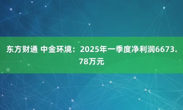 东方财通 中金环境：2025年一季度净利润6673.78万元